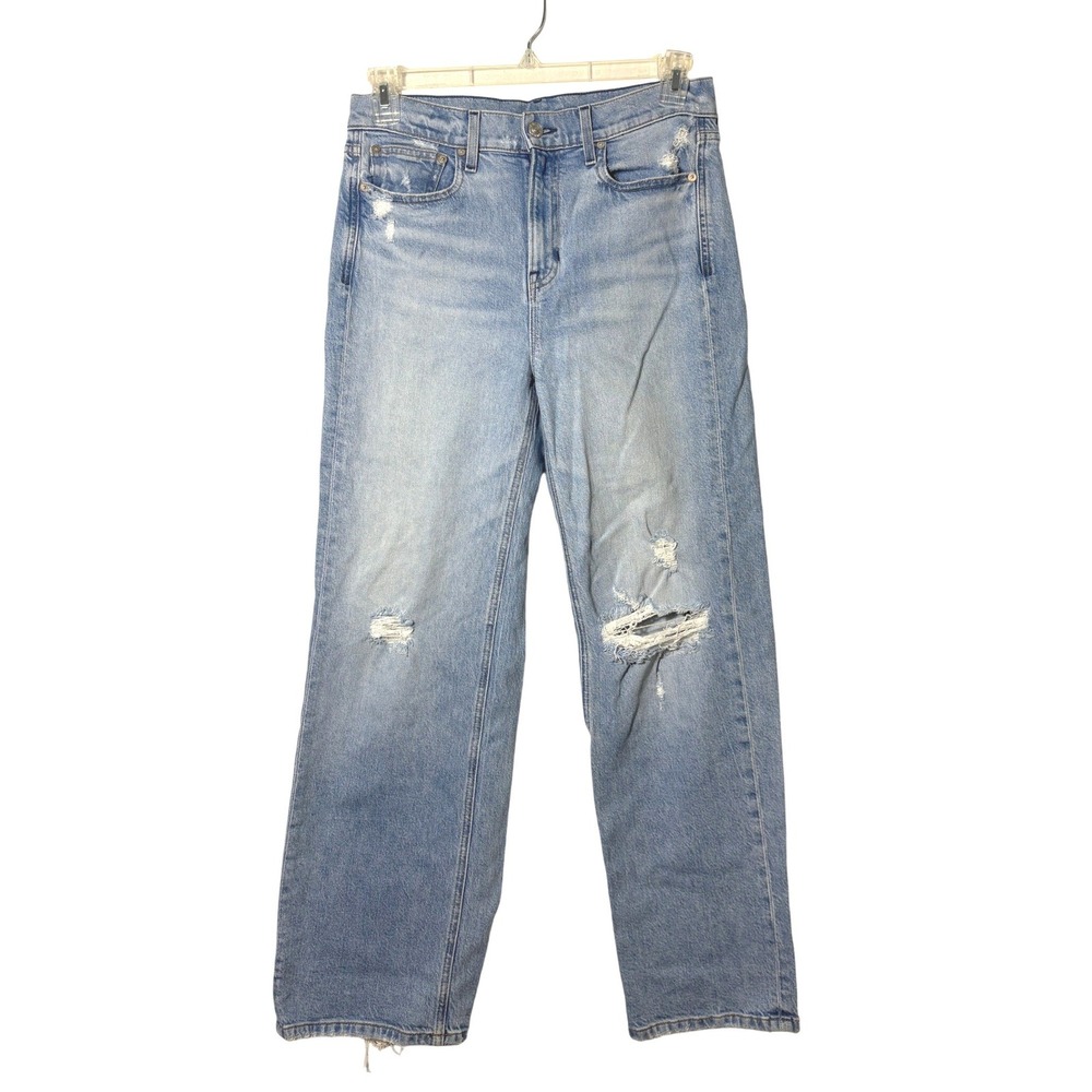 AYR The Secret Sauce Jeans Womens 30S Light Wash Distressed Straight Leg Denim